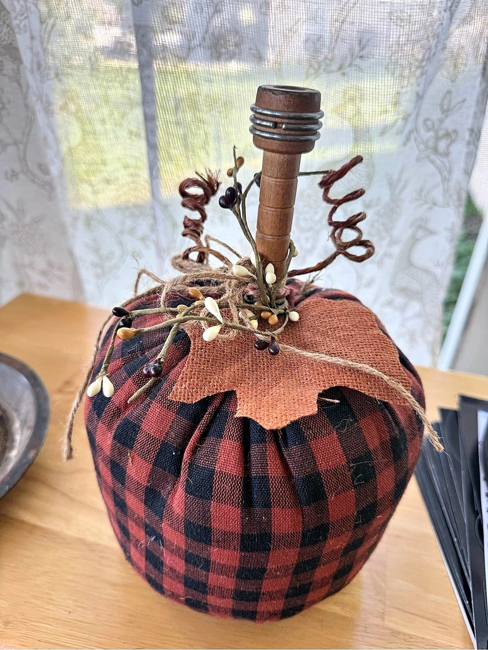 Plaid Fabric Pumpkin Decor